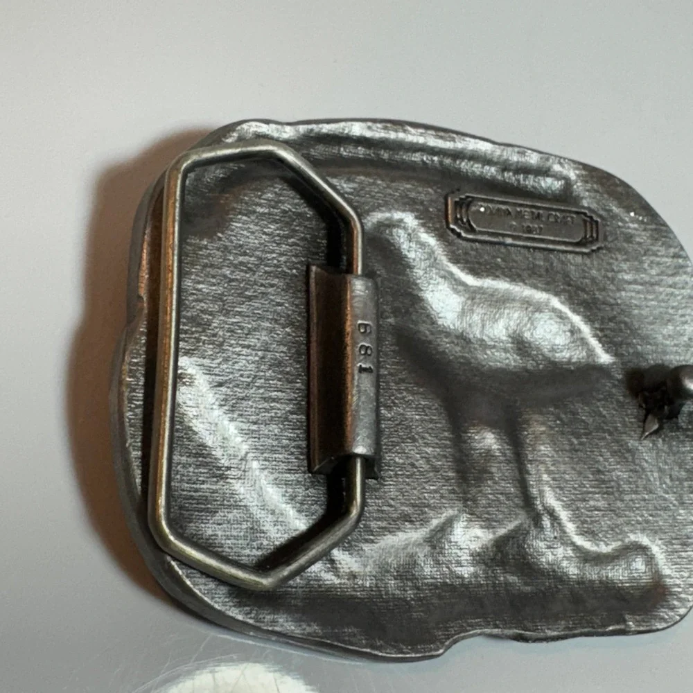 Vintage USA Made Eagle Nest Born Free Belt Buckle Pewter‎ Metal 1987